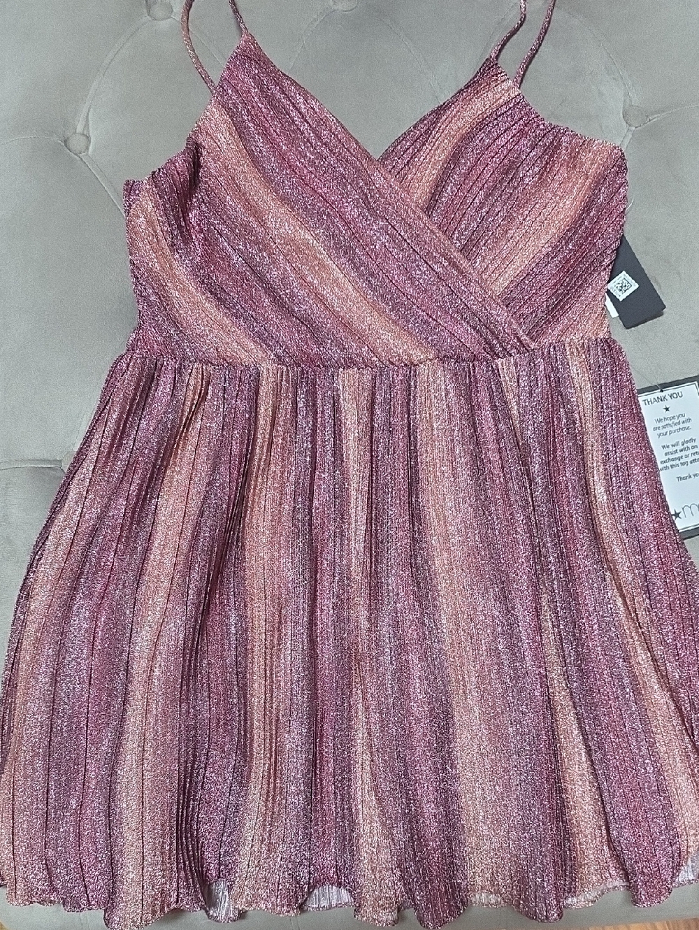 City Studio Shimmery Pink Striped Party Dress
